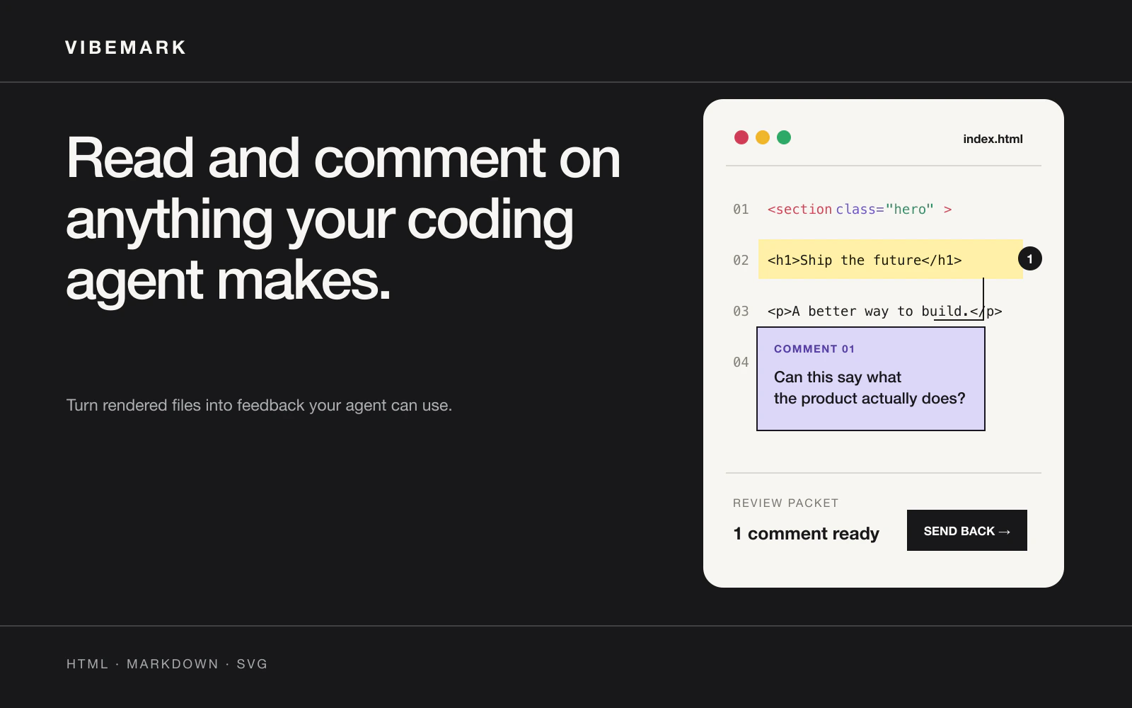 Vibemark — read and comment on anything your coding agent makes